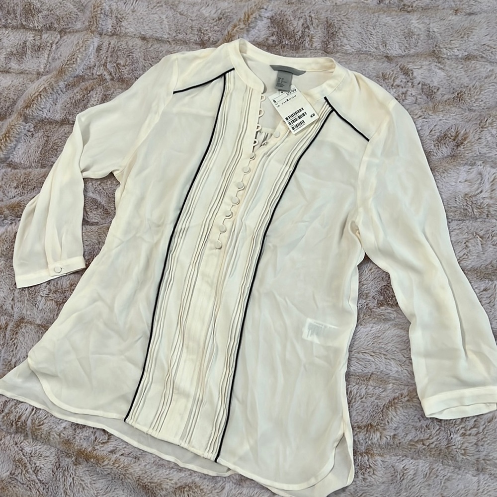 H&M Sheer Tuxedo Blouse